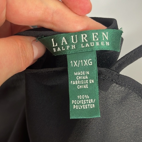 Lauren Ralph Lauren Black Sheer Ruffled Black and Gold Blouse - Picture 14 of 14